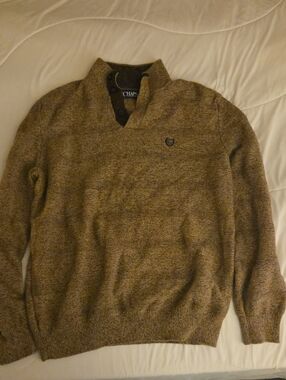 Chaps Men's Brown Marled V-Neck Button-Front Sweater